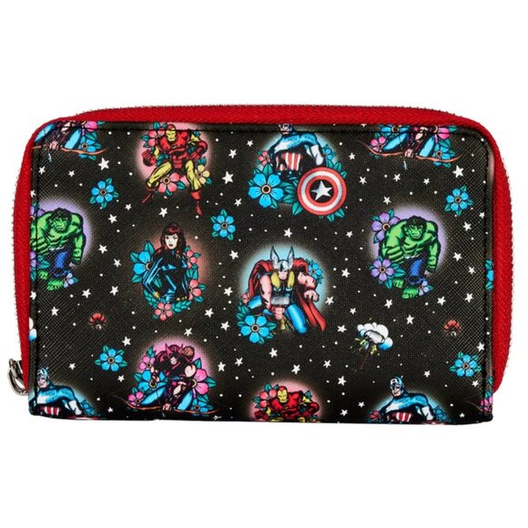 Loungefly Marvel Avengers Tattoo Zip-Around Wallet - Picture 2 of 4